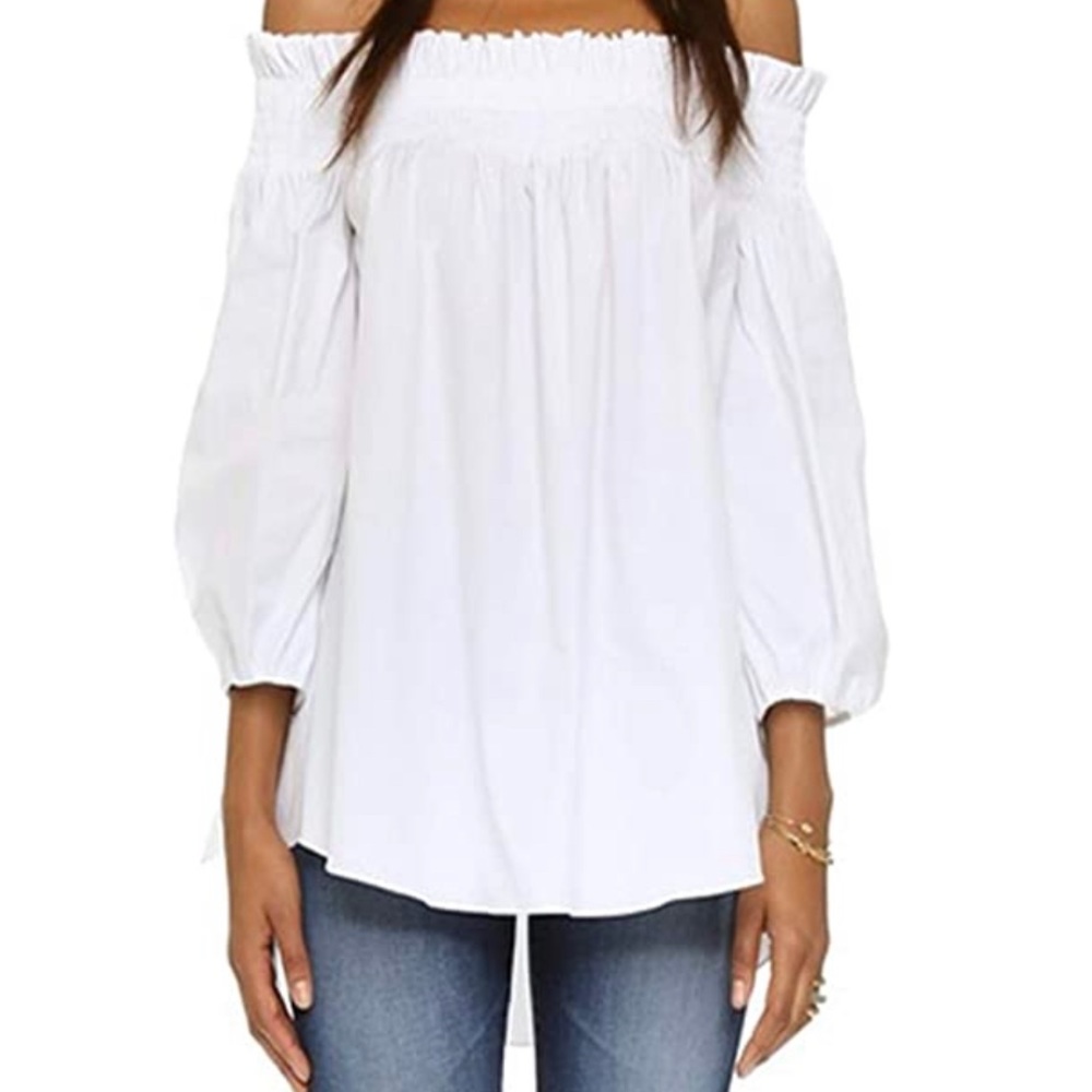 White flowy top